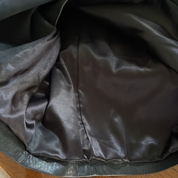 UTERQUE sheep LEATHER flutter mini dress faux wrap deep V neck zip back black S - Picture 11 of 16